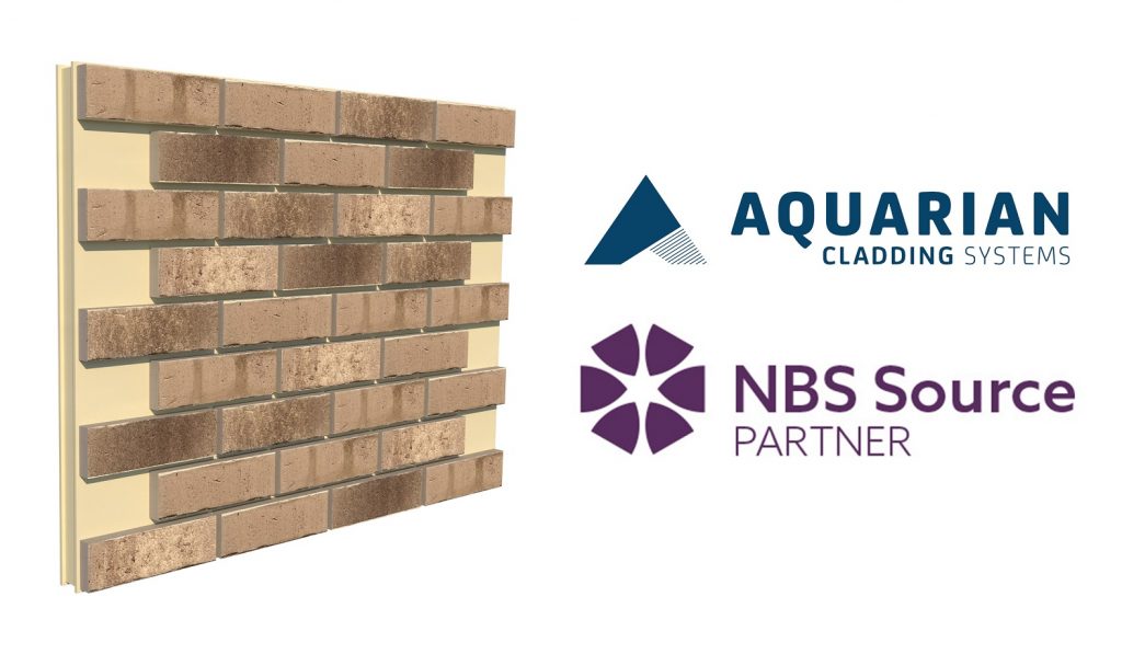 Aquarian cladding systems logo, showcasing their partnership with NBS for innovative building solutions.